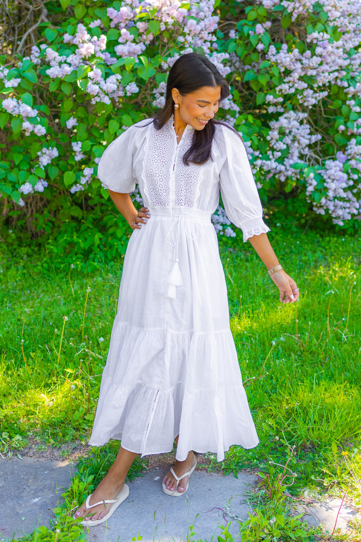 Cotten Slub Midi Dress White