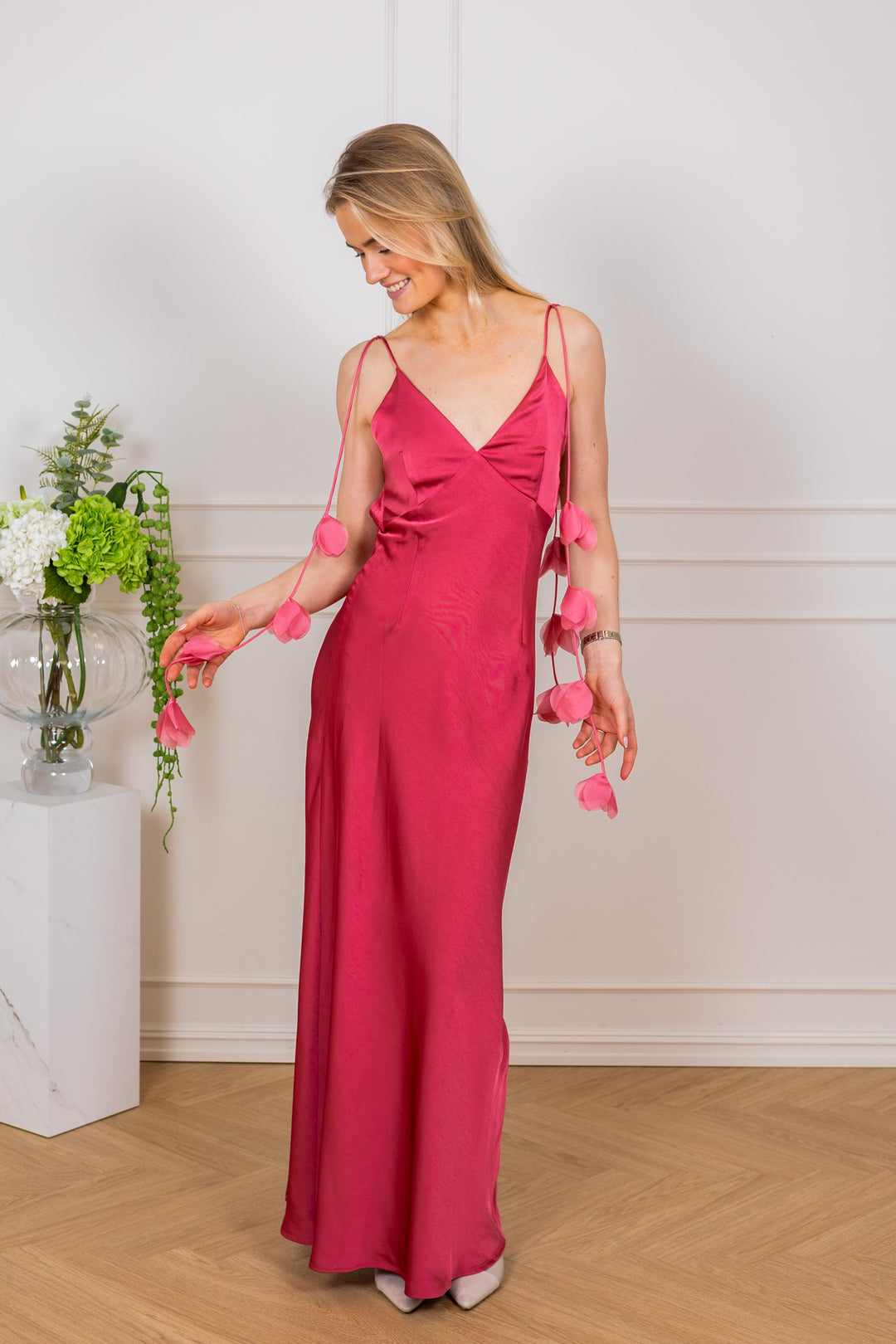 Colly Heavy Sateen Dress Cherry Pink