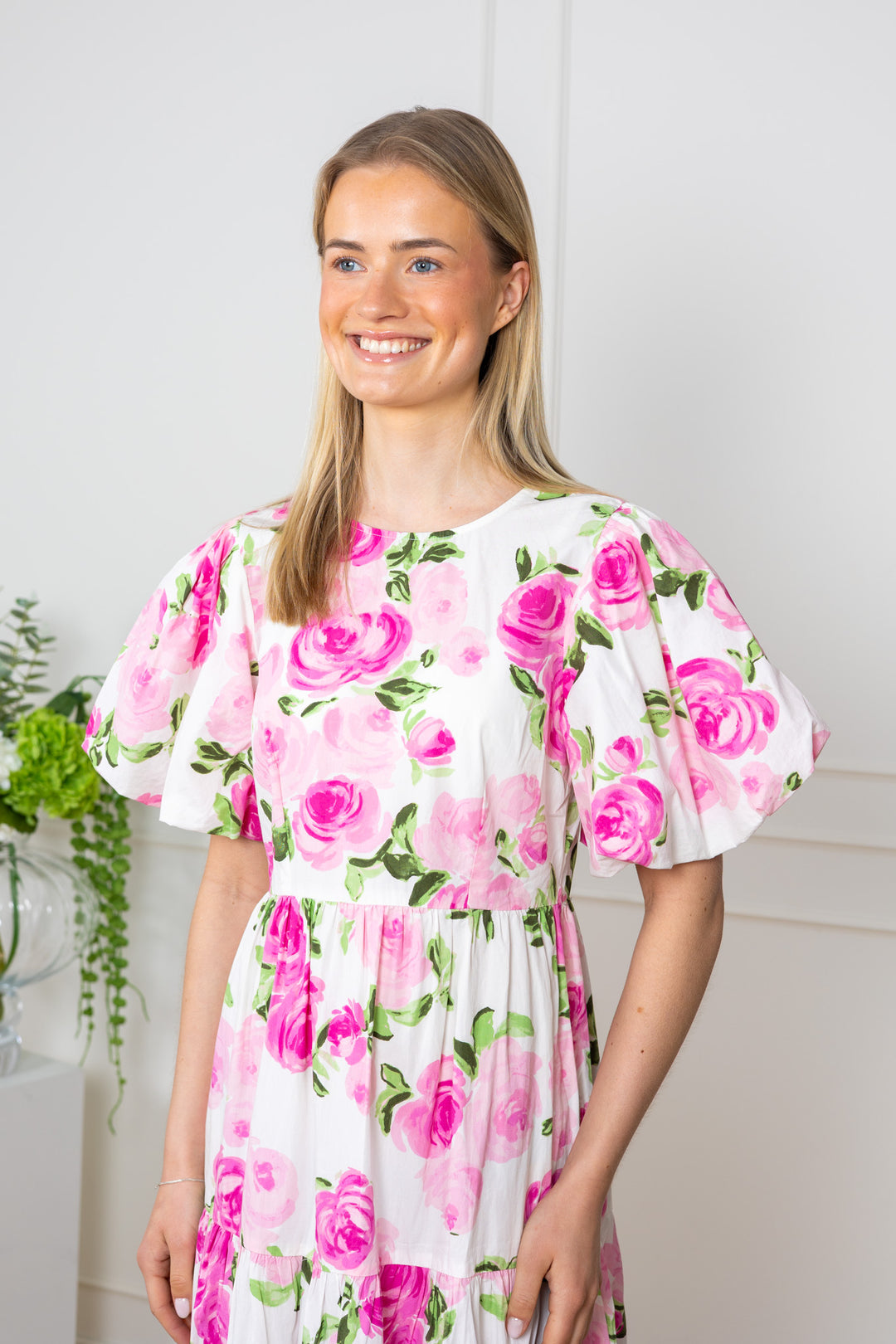 Colea Ss Ankle Dress Star White Pink Emula