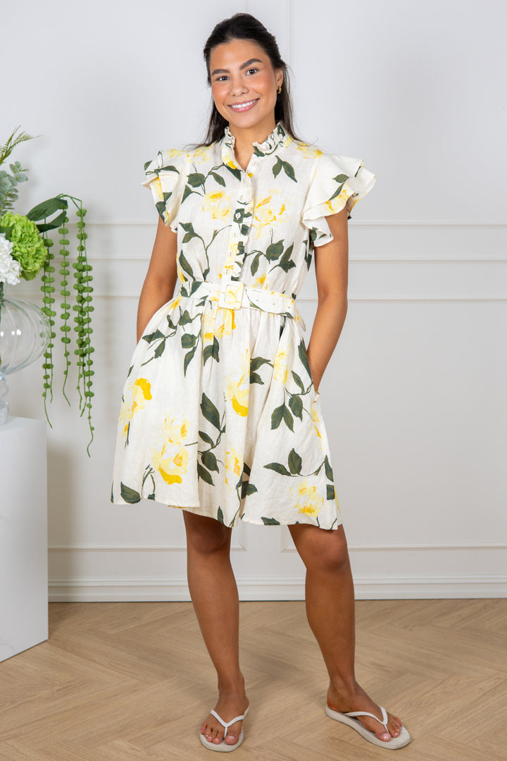 Linen Ruffle Dress Sunlight