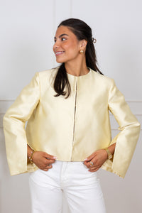 Ruthie Cropped Long Sleeve Blouse Light Lemon