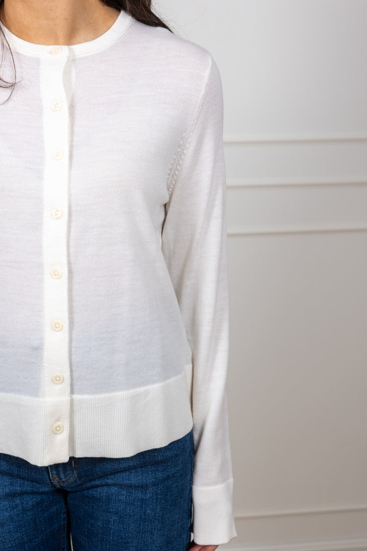 Thea Ls Knit Merino Cardigan Egret