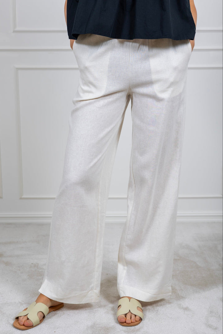 Flaxy Hw Linen Pant Star White