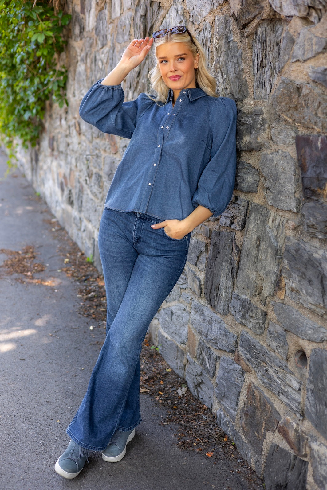 Ballariziw  Shirt Blue Denim