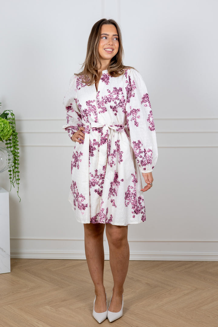 Avira Dress Pink Shadow Flower Print