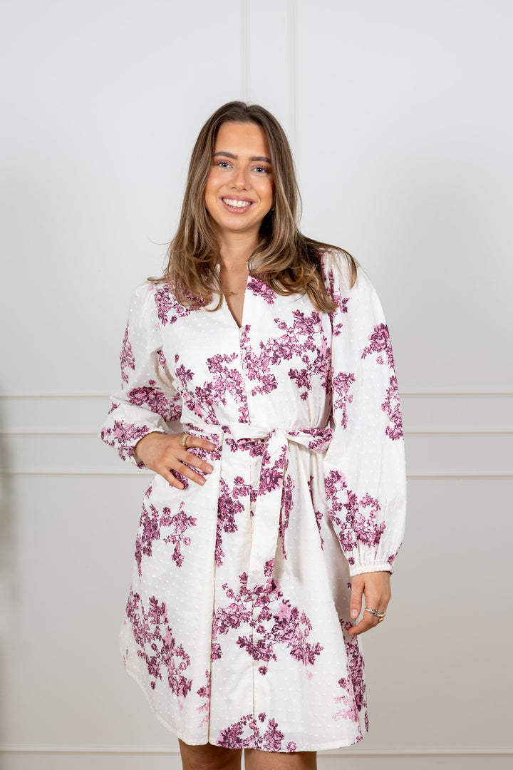 Avira Dress Pink Shadow Flower Print