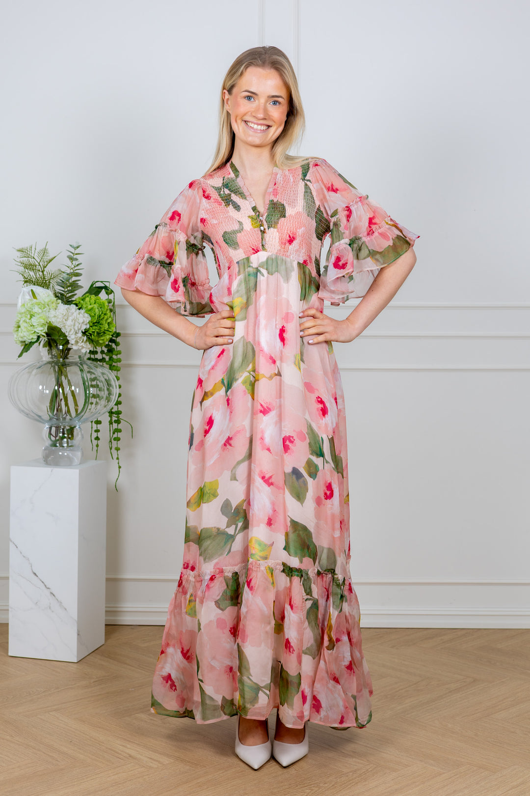 Organza Smocking Dress Rosette