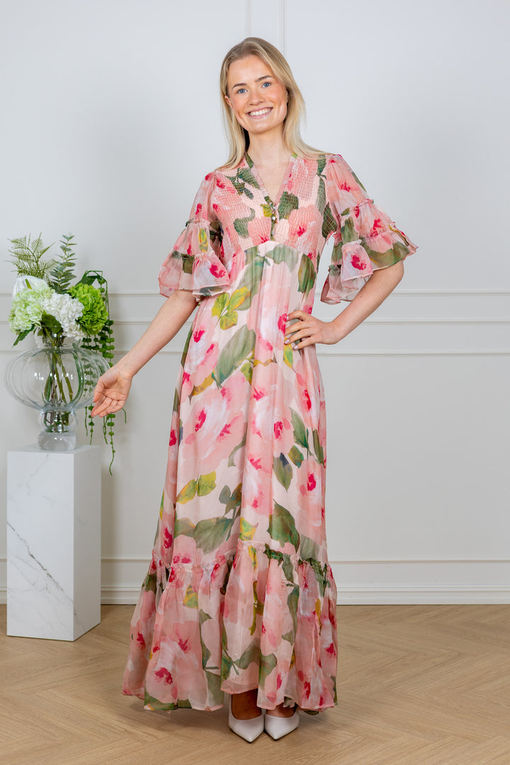 Organza Smocking Dress Rosette