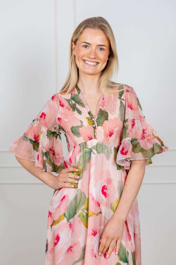 Organza Smocking Dress Rosette