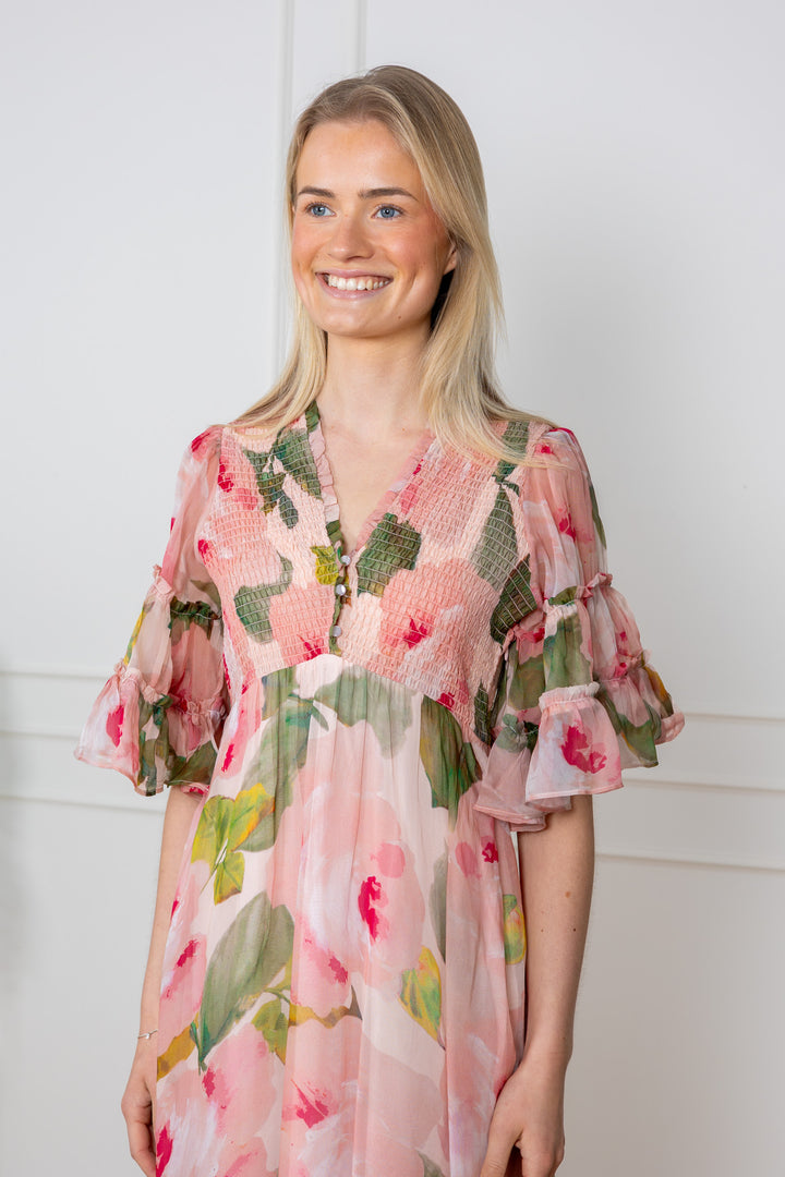 Organza Smocking Dress Rosette