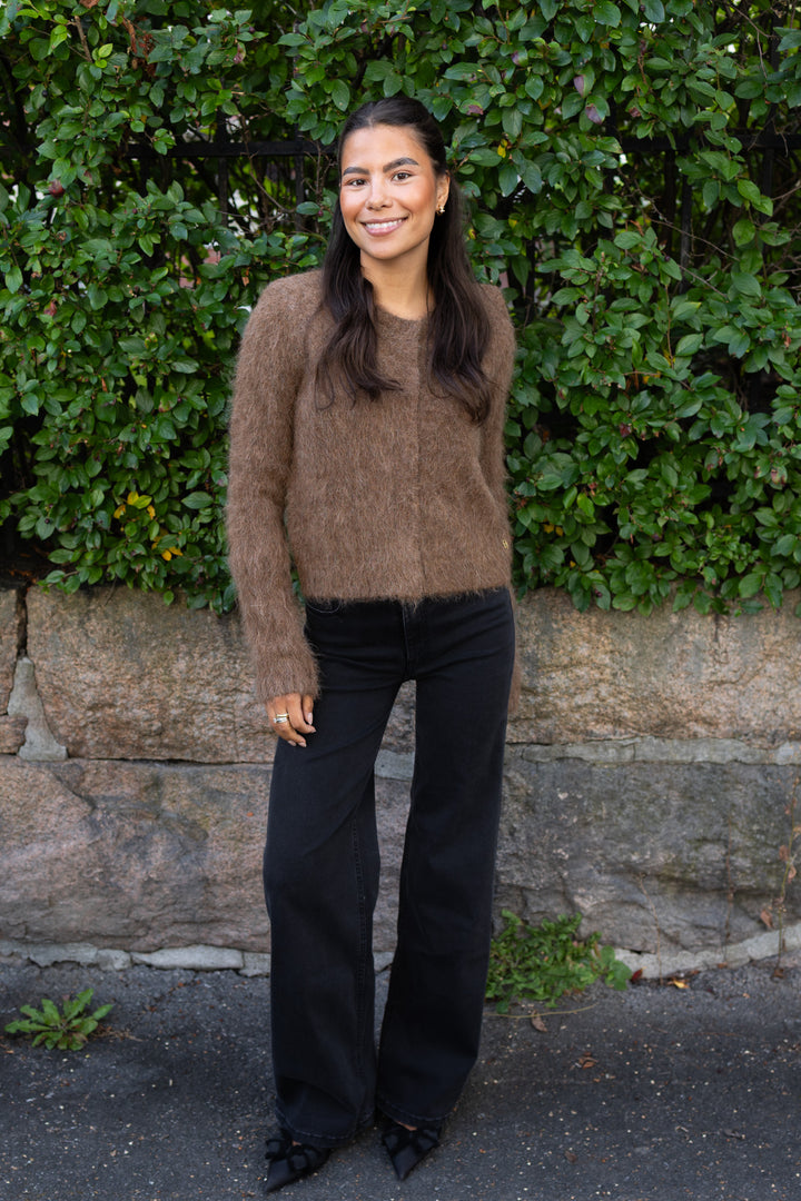 Hairy Knit Jacket Brown