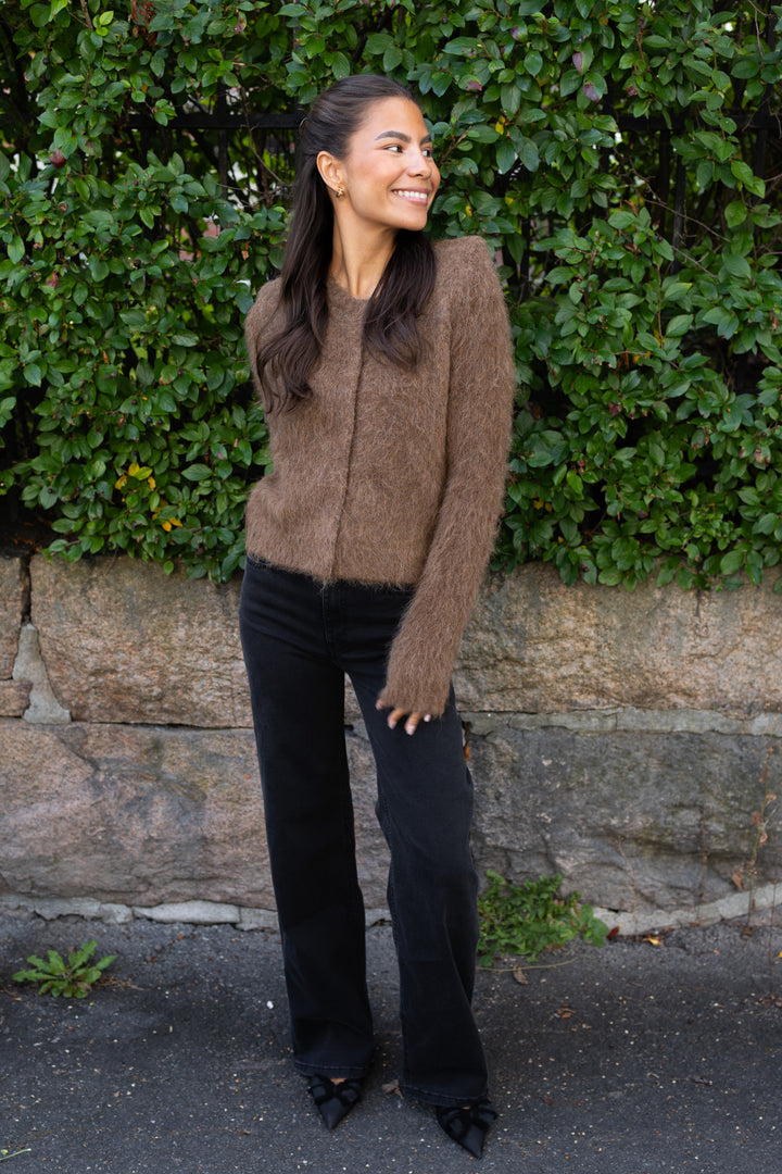 Hairy Knit Jacket Brown