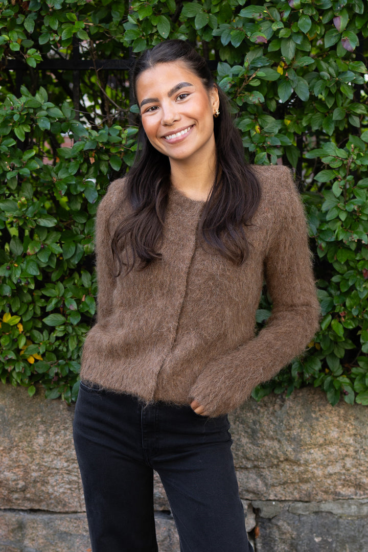 Hairy Knit Jacket Brown