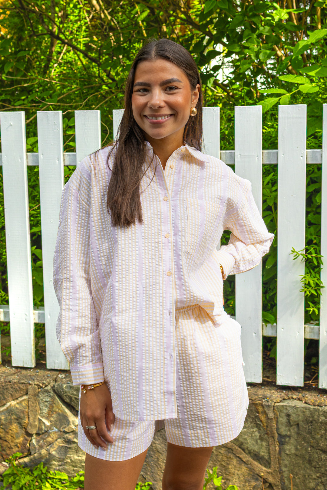 Bibi Crepe Shirt Light Yellow Stripe