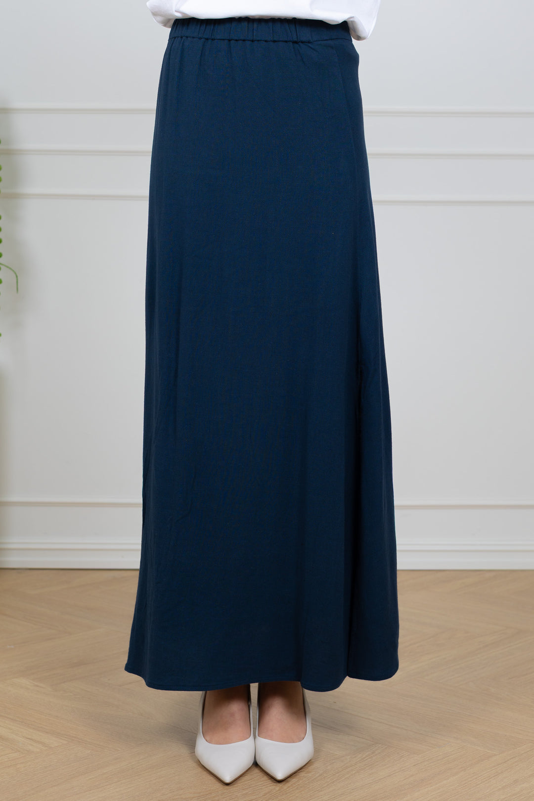 Viva Hw Ankle Linen Blend Skirt Dark Sapphire