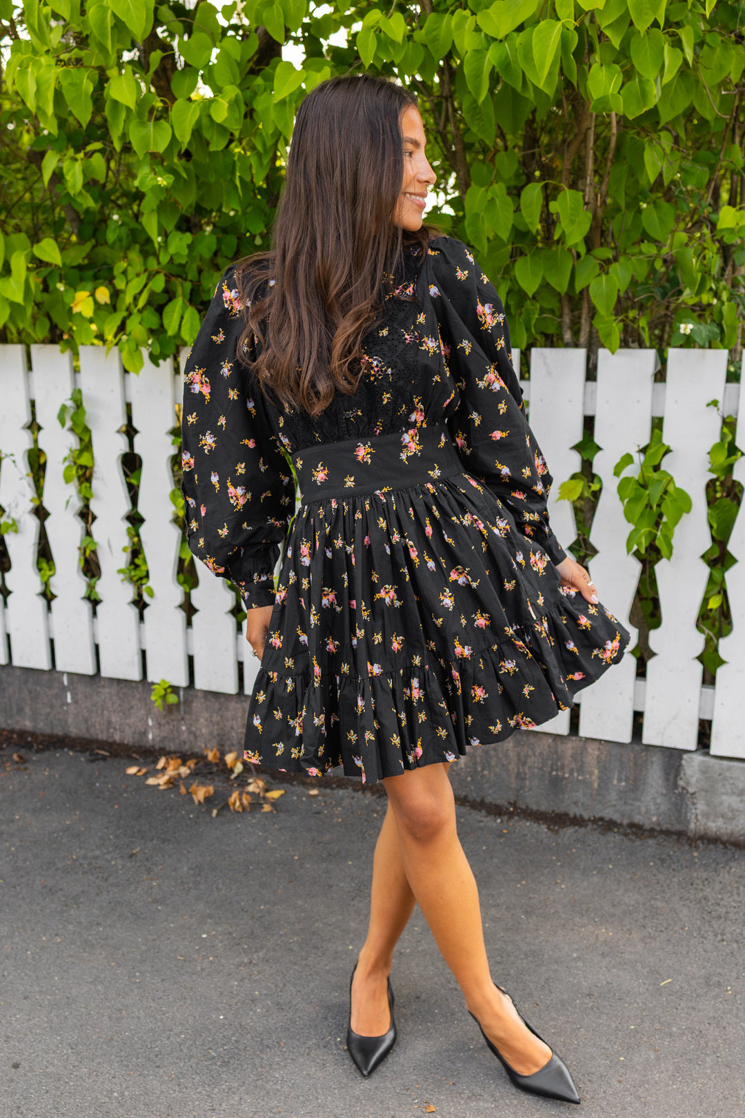 Winter Cotton Mini Dress Petite Flowers
