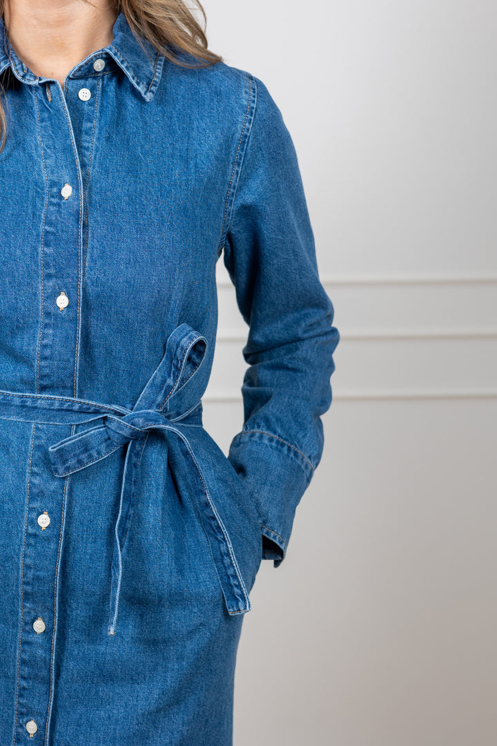Regular Agathe Long Denim Dress Medium Blue Denim