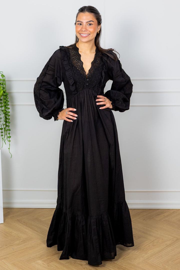 Cotton Slub Maxi Dress Black