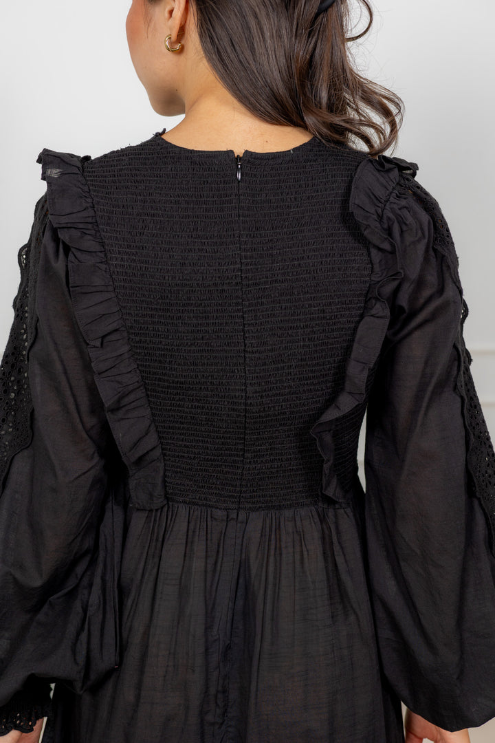 Cotton Slub Maxi Dress Black