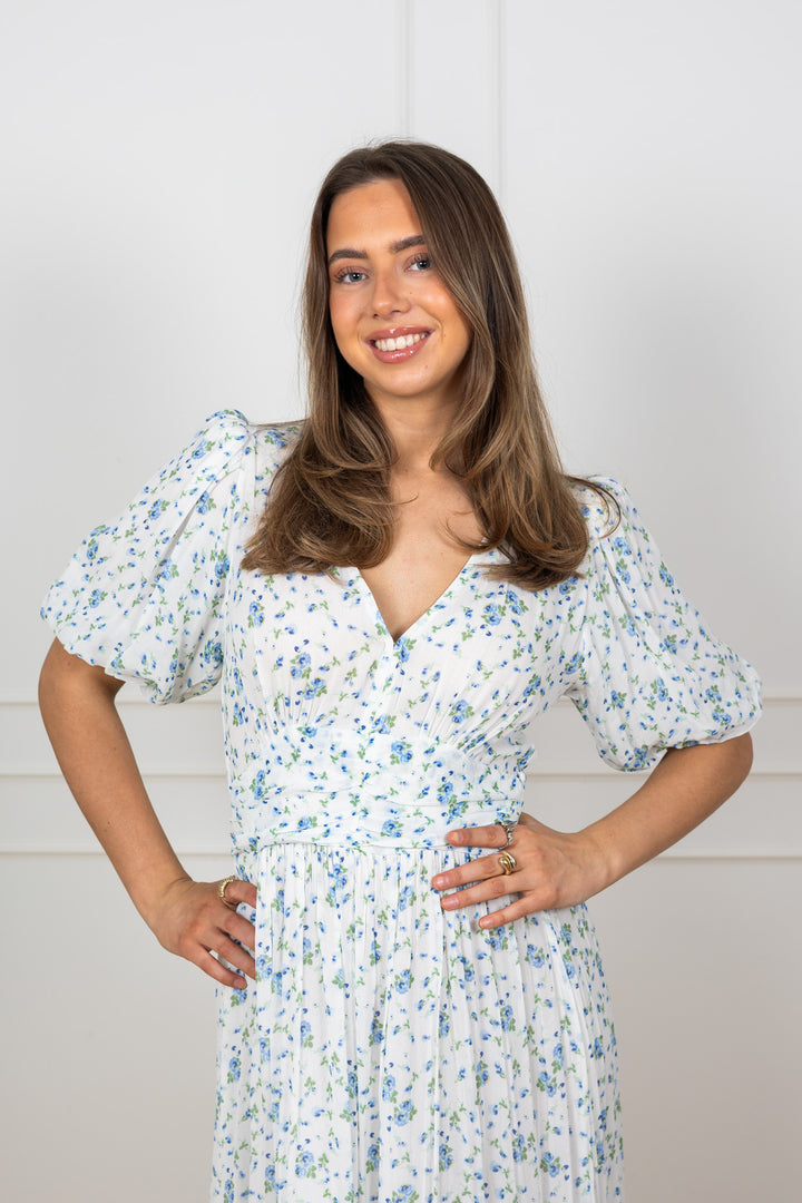Leonora Dress Blue Fleur Georgette