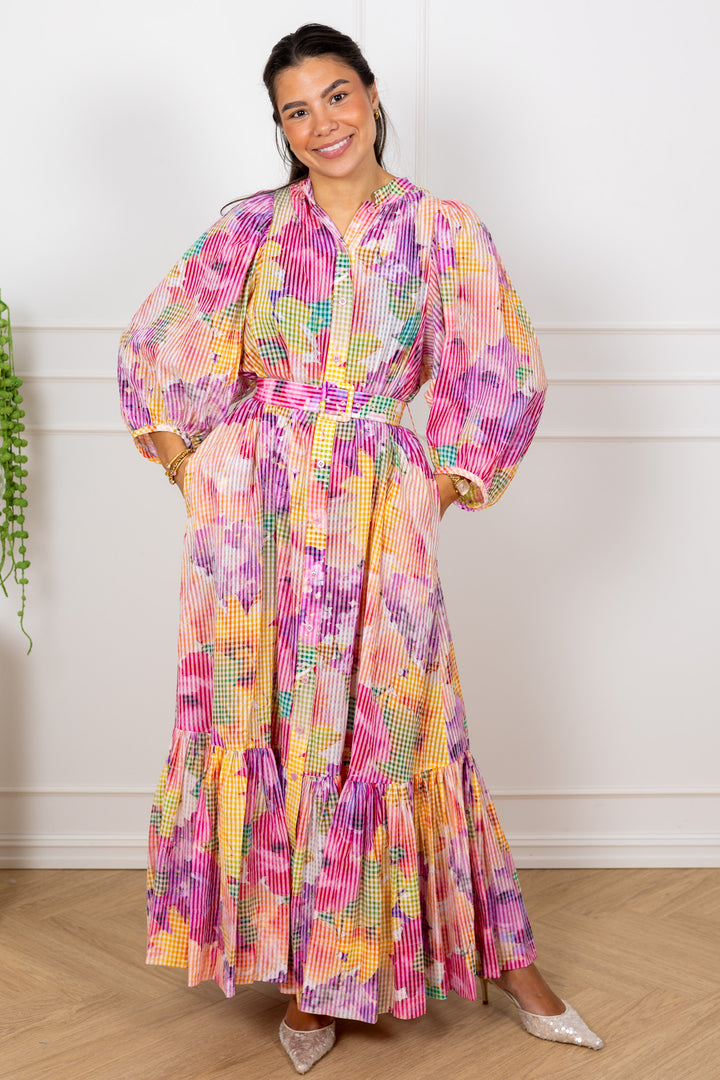 Checks Belt Dress Confetti