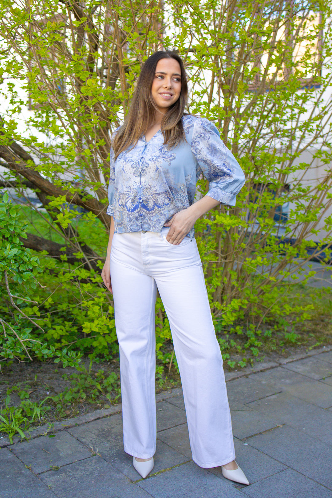 Roselle Artist Paisley Blouse Light Blue
