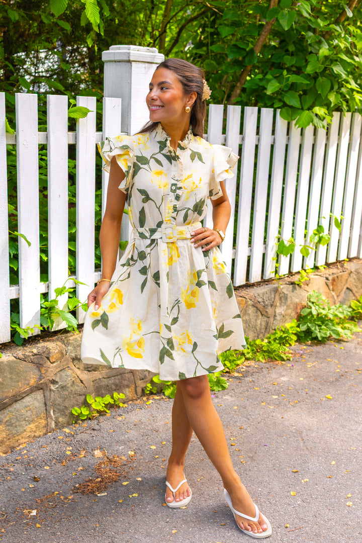Linen Ruffle Dress Sunlight