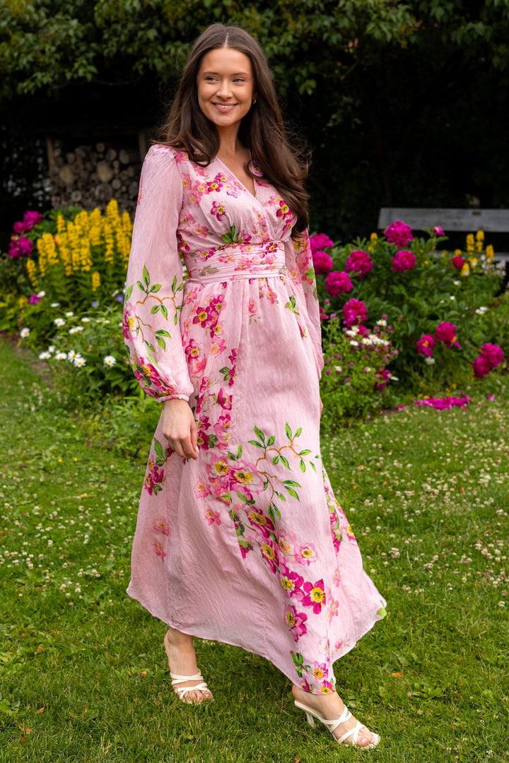 Viscose V-Neck Dress Cherry Blossom