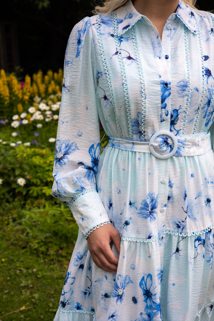 Billa Ls Long Dress Halogen Blue Billa Aop