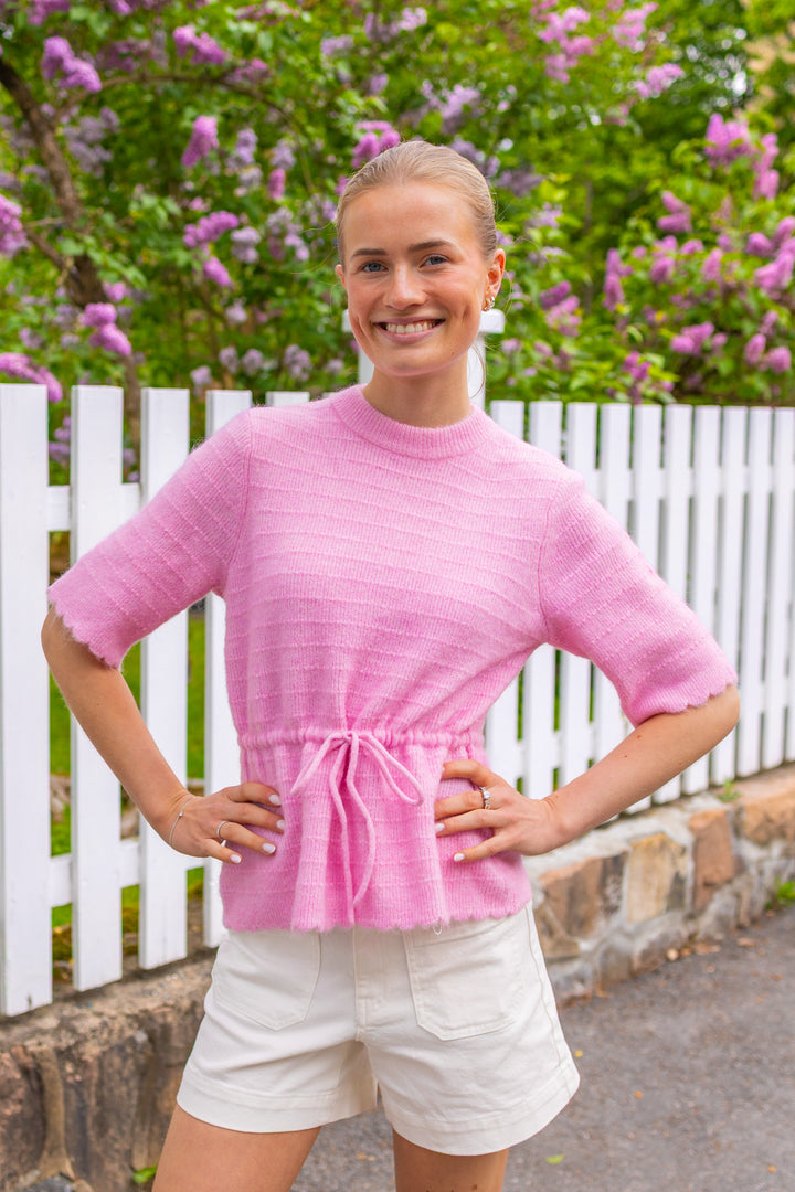 Thellis Ss Knit Pullover Pink Lady
