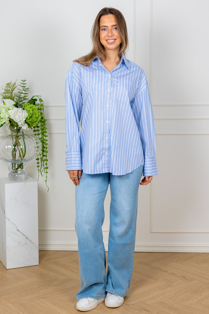 Hotel Amour Oversize Ls Shirt Light Blue Multi