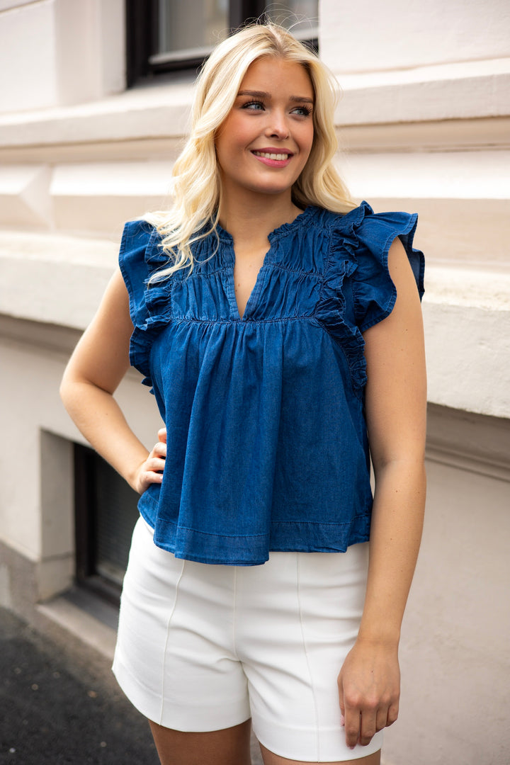 Jayla Denim Top Blue