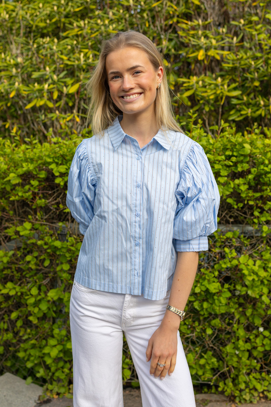 Etta Stripe Stone Shirt Light Blue