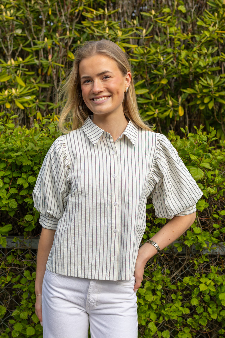 Etta Slim Stripe Shirt Off White