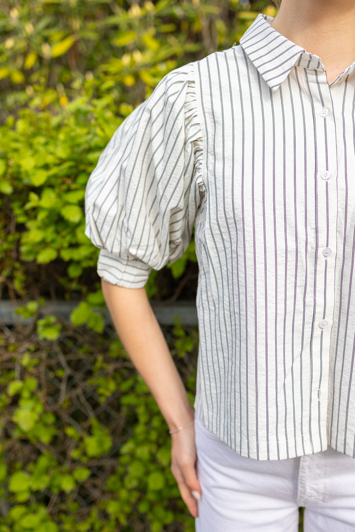 Etta Slim Stripe Shirt Off White