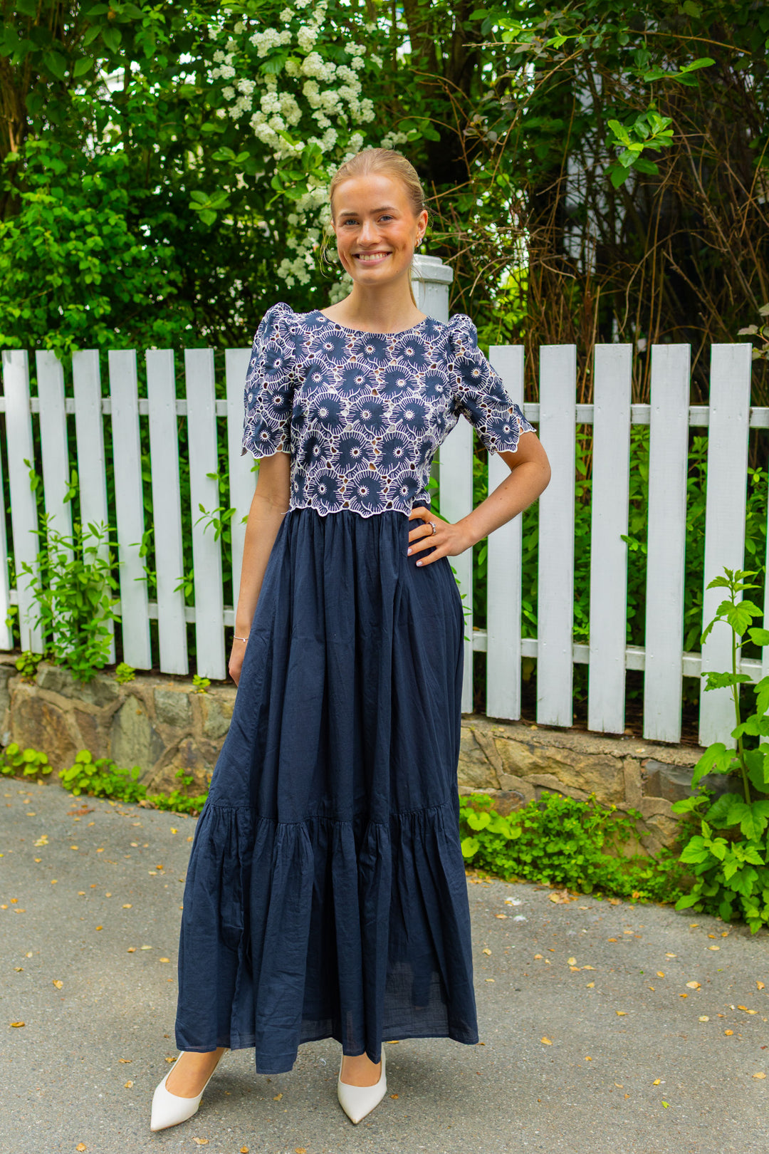 Broderie Anglaise Maxi Dress Marine