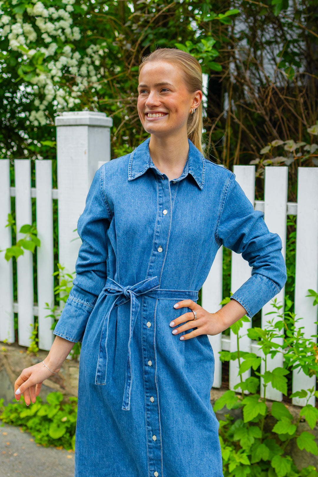 Regular Agathe Long Denim Dress Medium Blue Denim