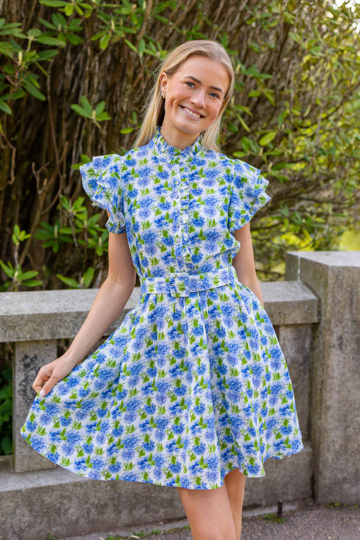 Linen Ruffle Dress Peony
