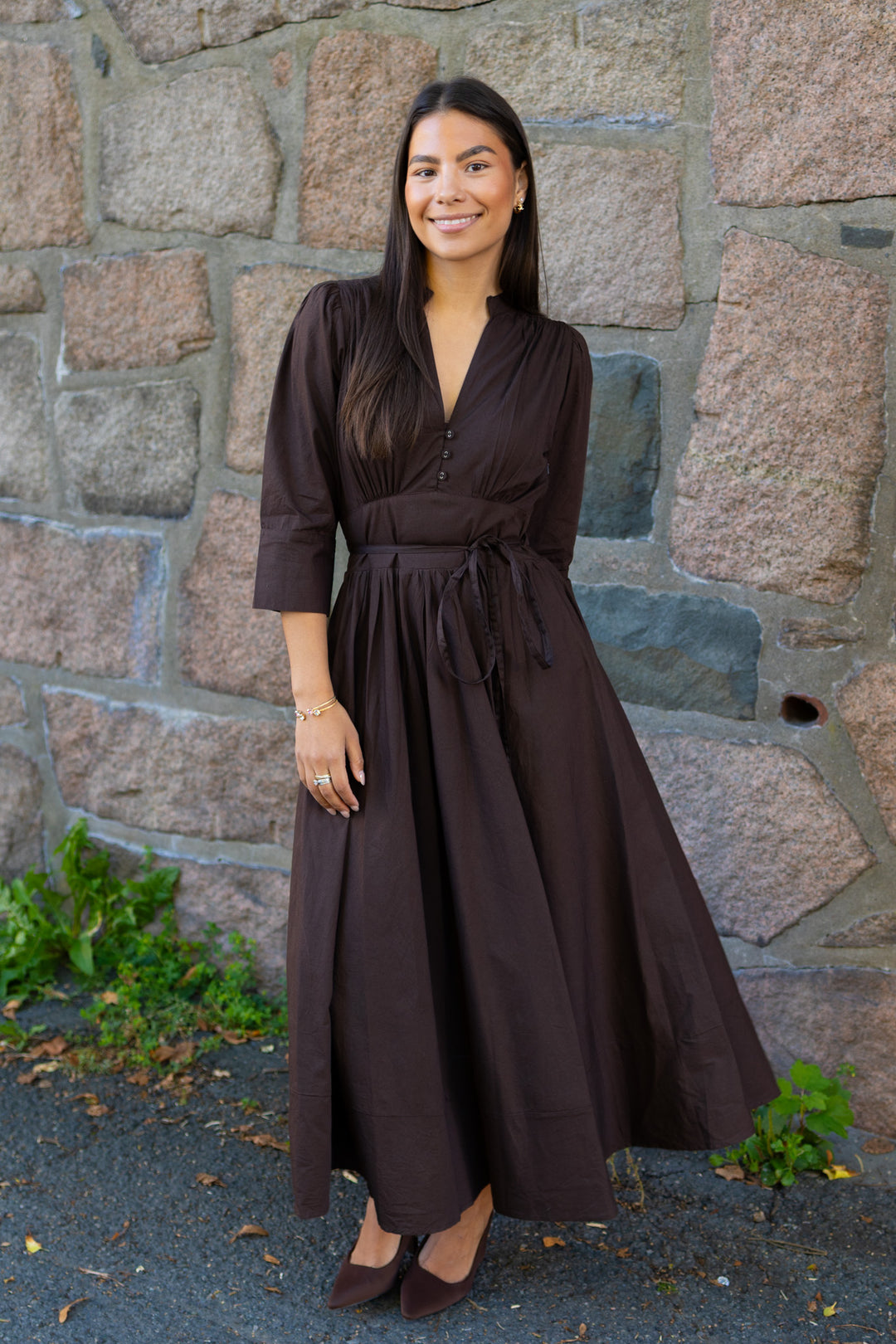 Maria Dress Chocolate Poplin