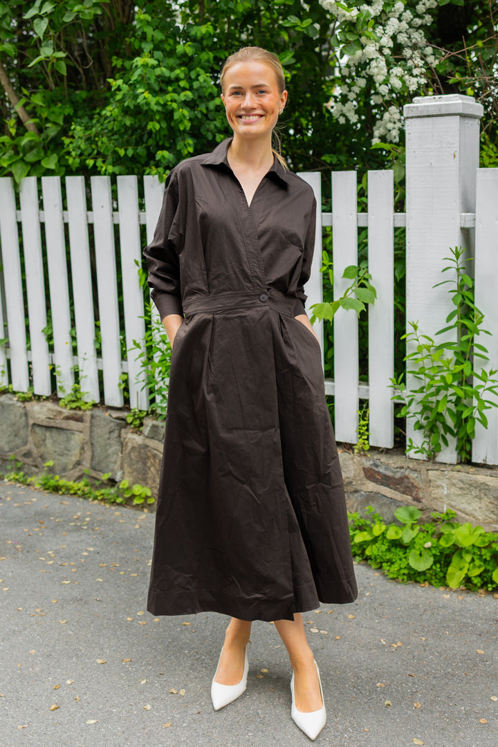 Ottana Poplin Dress Chocolate Brown