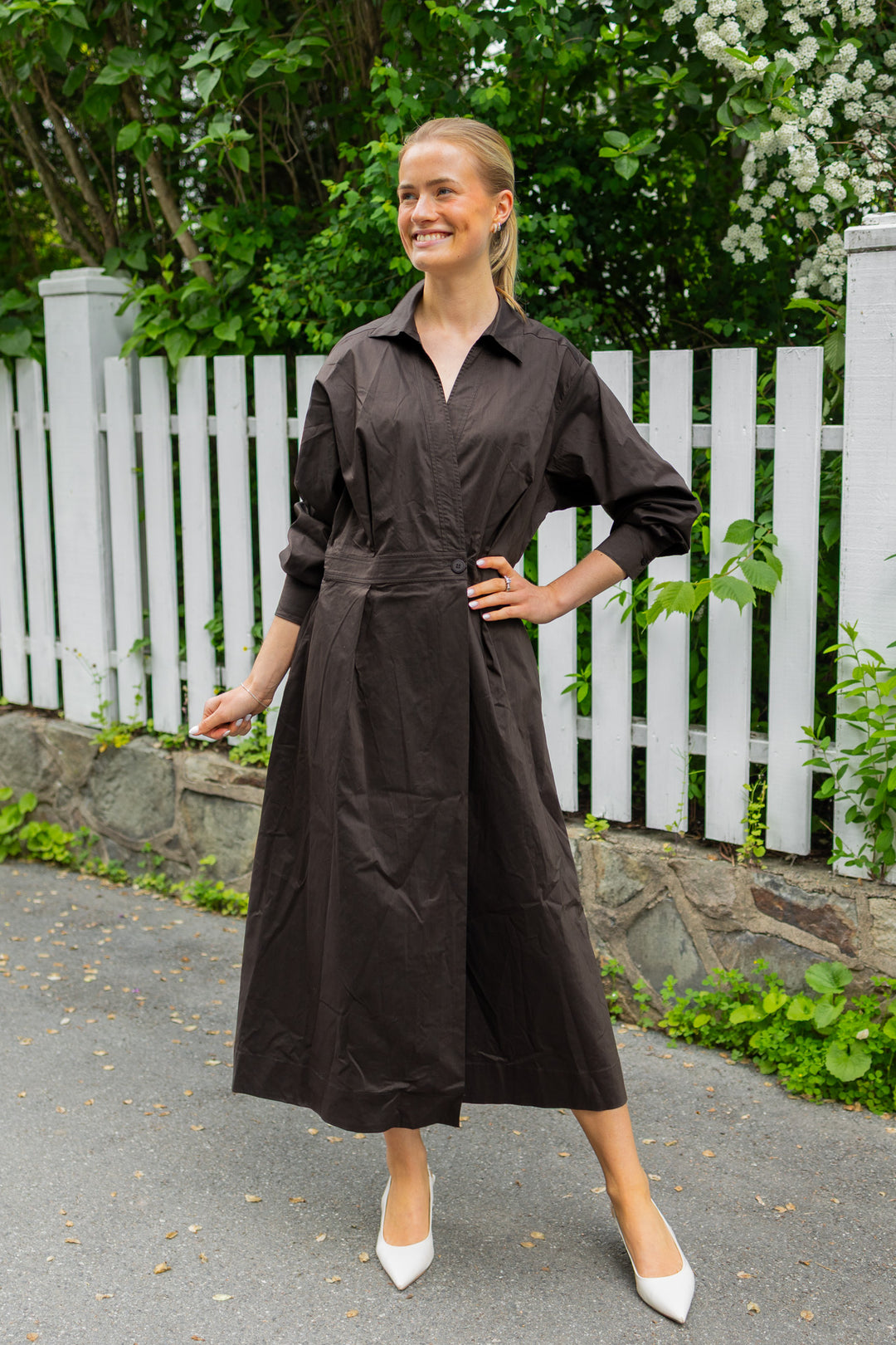 Ottana Poplin Dress Chocolate Brown