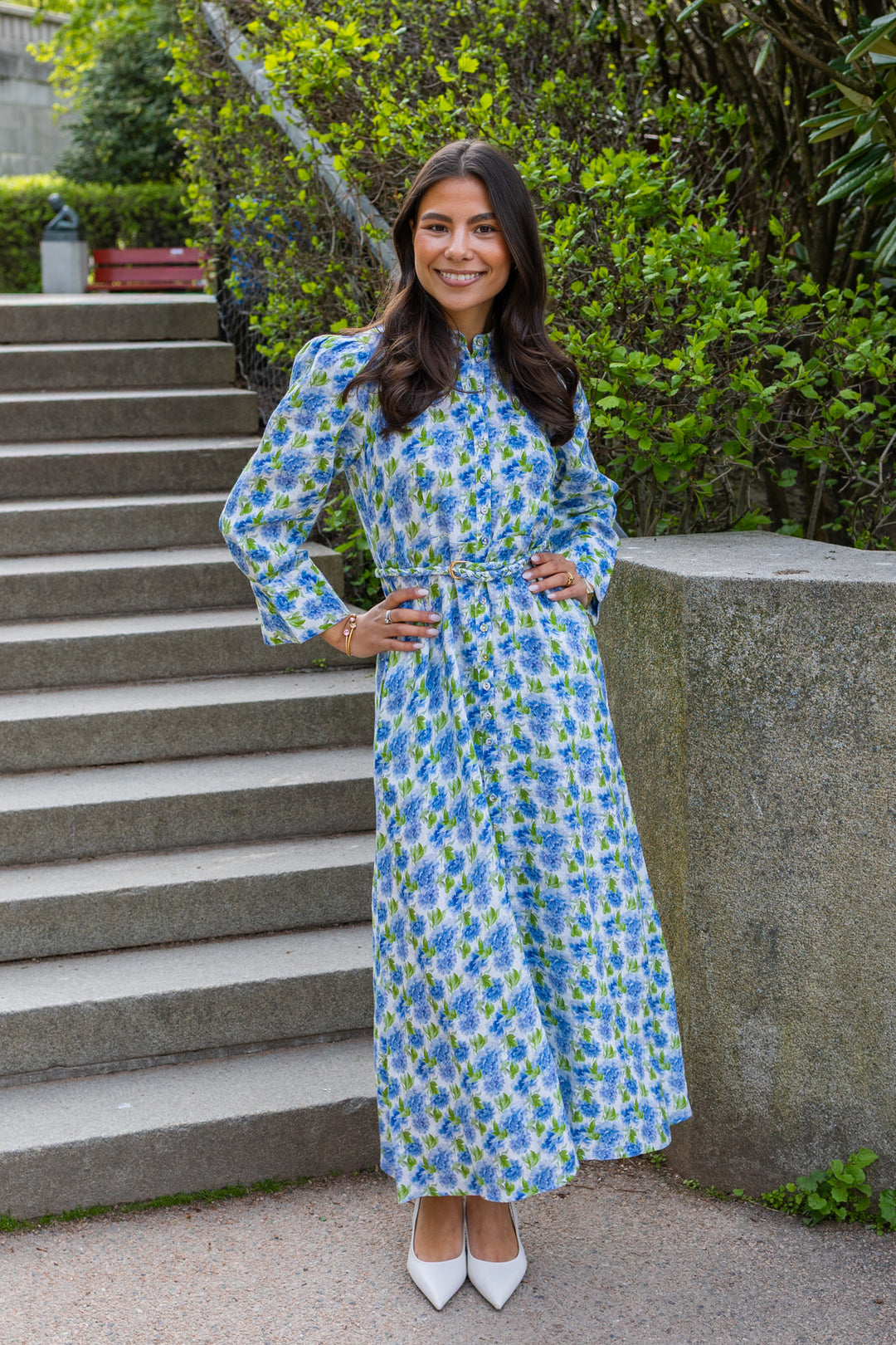 Linen Button-Down Dress Peony