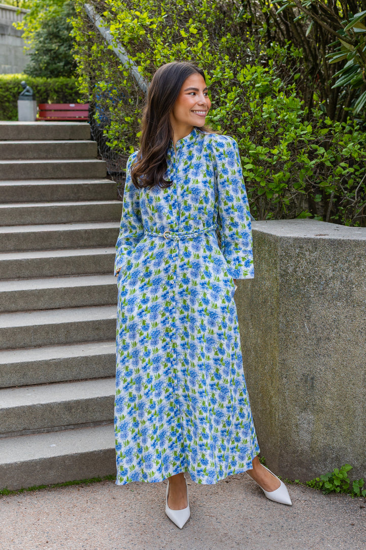 Linen Button-Down Dress Peony