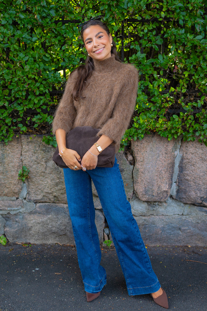 Hairy Knit Turtleneck Brown