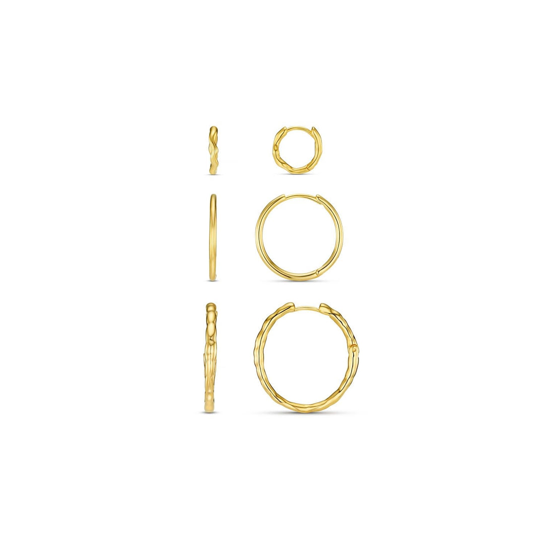 Mixed Textured Hoop Earring Pack 18K Gold