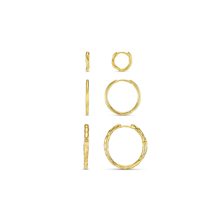 Mixed Textured Hoop Earring Pack 18K Gold