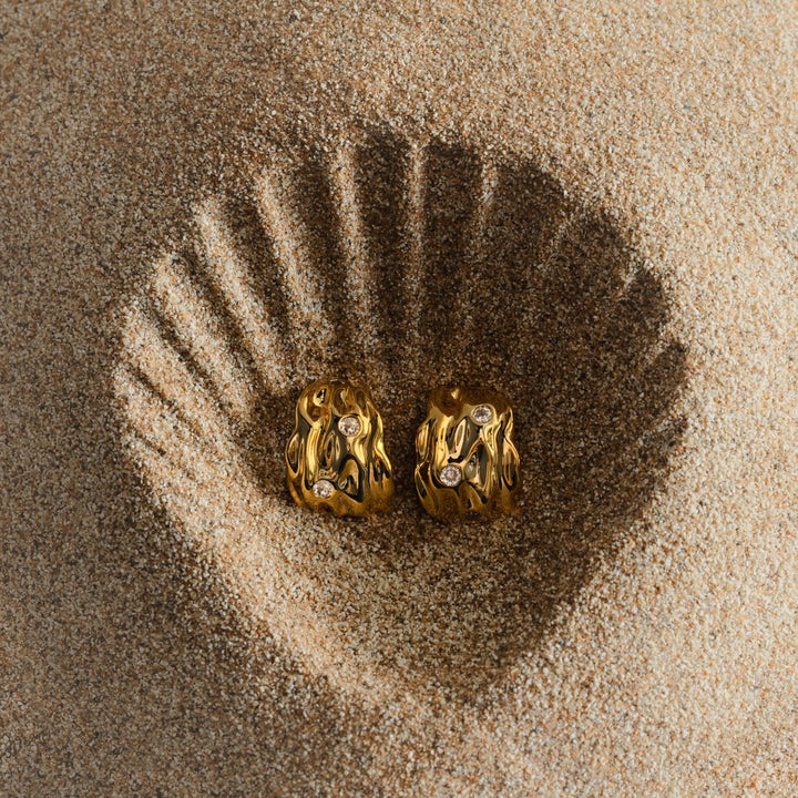 Molten Tapered Crystal Earrings 18K Gold