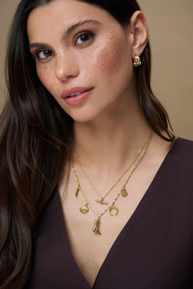 Molten Tapered Crystal Earrings 18K Gold