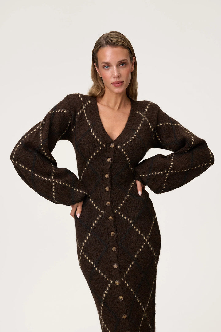 Montana Dress Espresso Rhombus