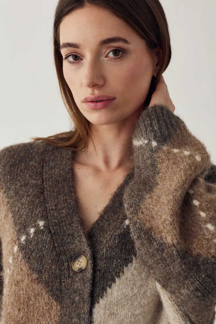 Laiana Knit Cardigan Ash Brown Mix